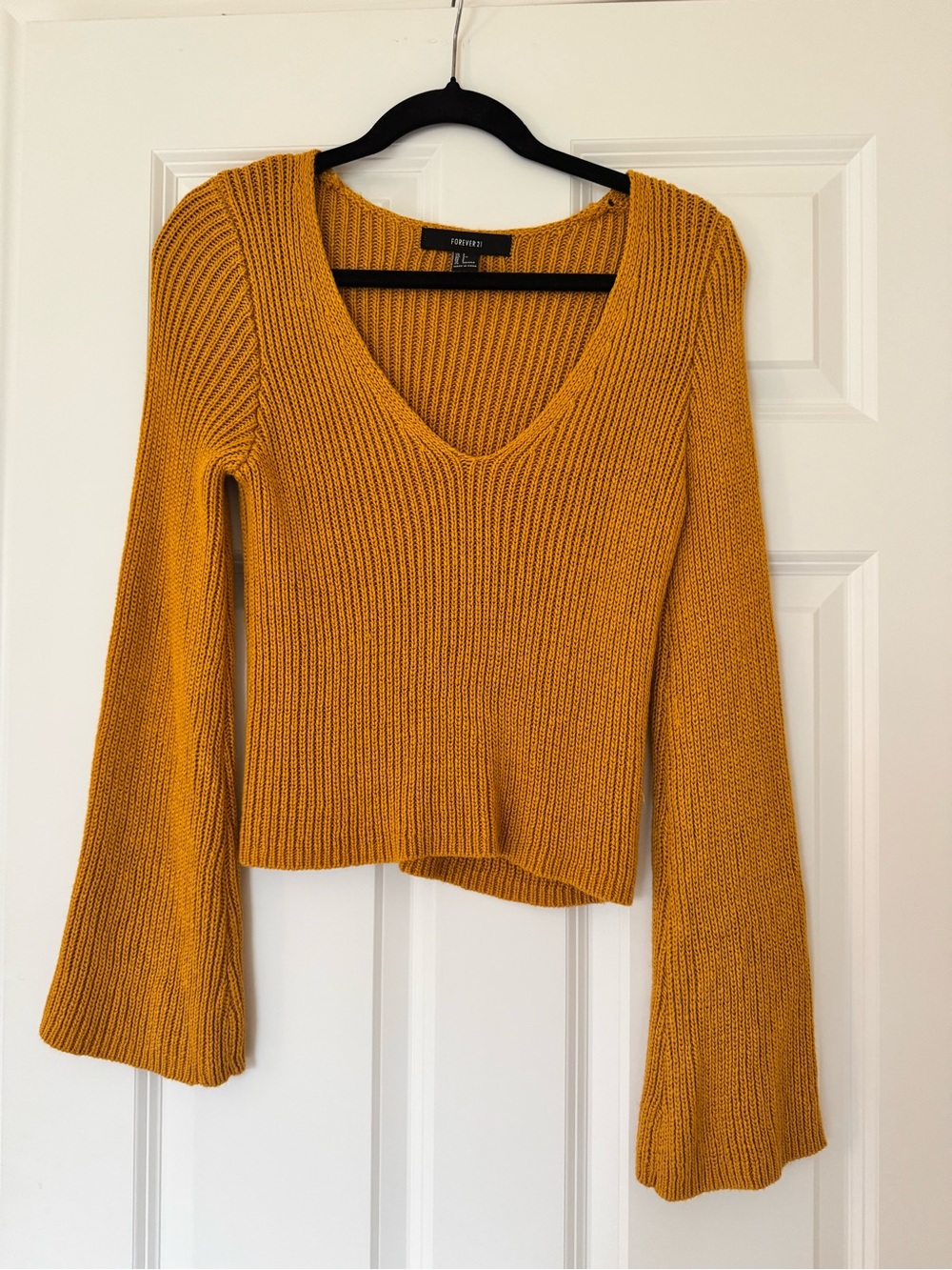 Forever 21 Mustard Ribbed Knit Sweater